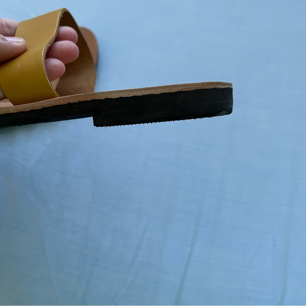GSP Yellow Leather Slide Sandals made in Greece - Picture 6 of 7